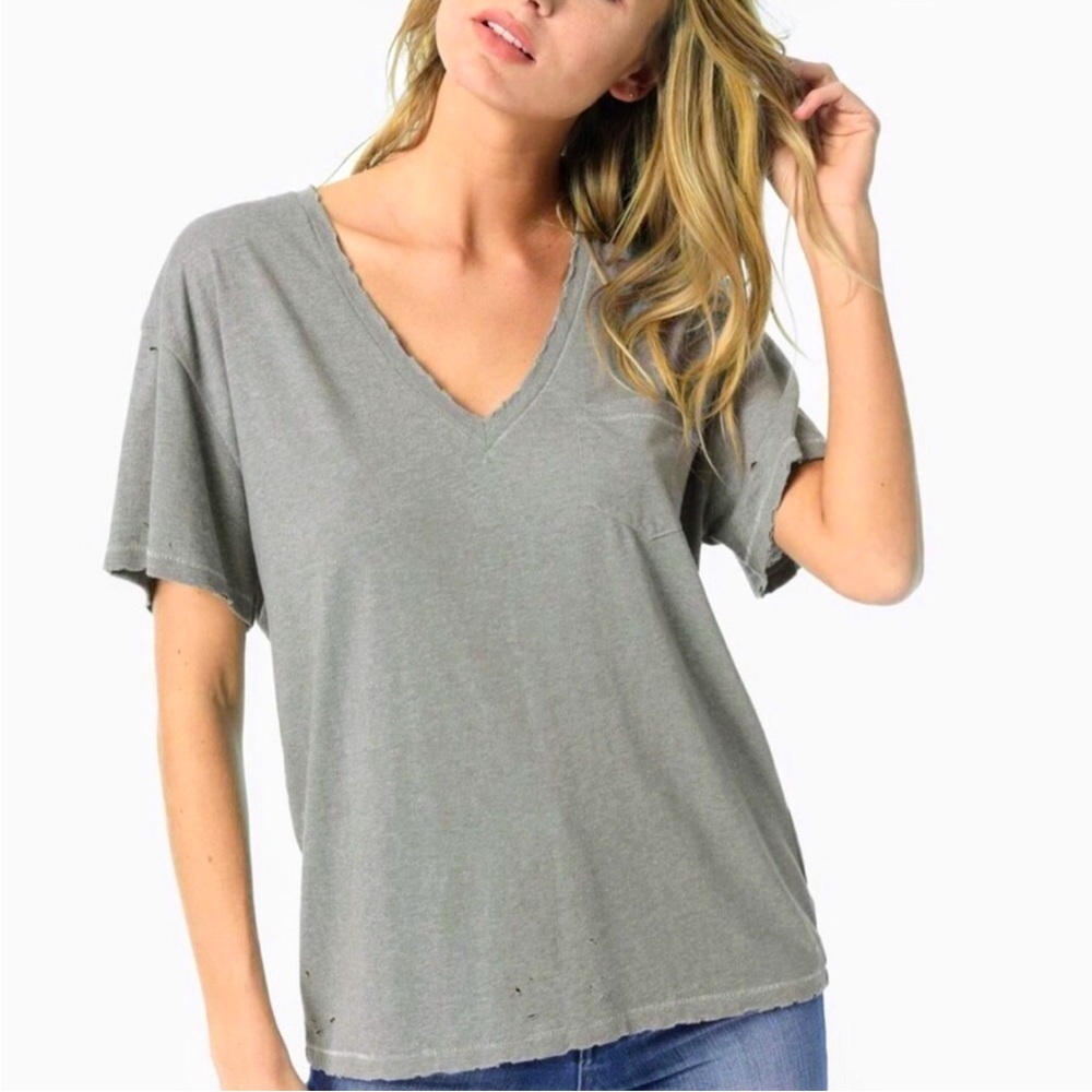 Joes Jeans Zelly Oversized V Neck Tee Shirt Women Color Heather Gray Size S